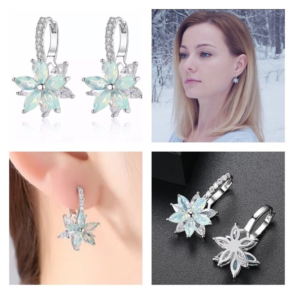 NEW💙💎STUNNING! MINT! DOUBLE🌸FLOWER EARRINGS💎💙 - Picture 7 of 8